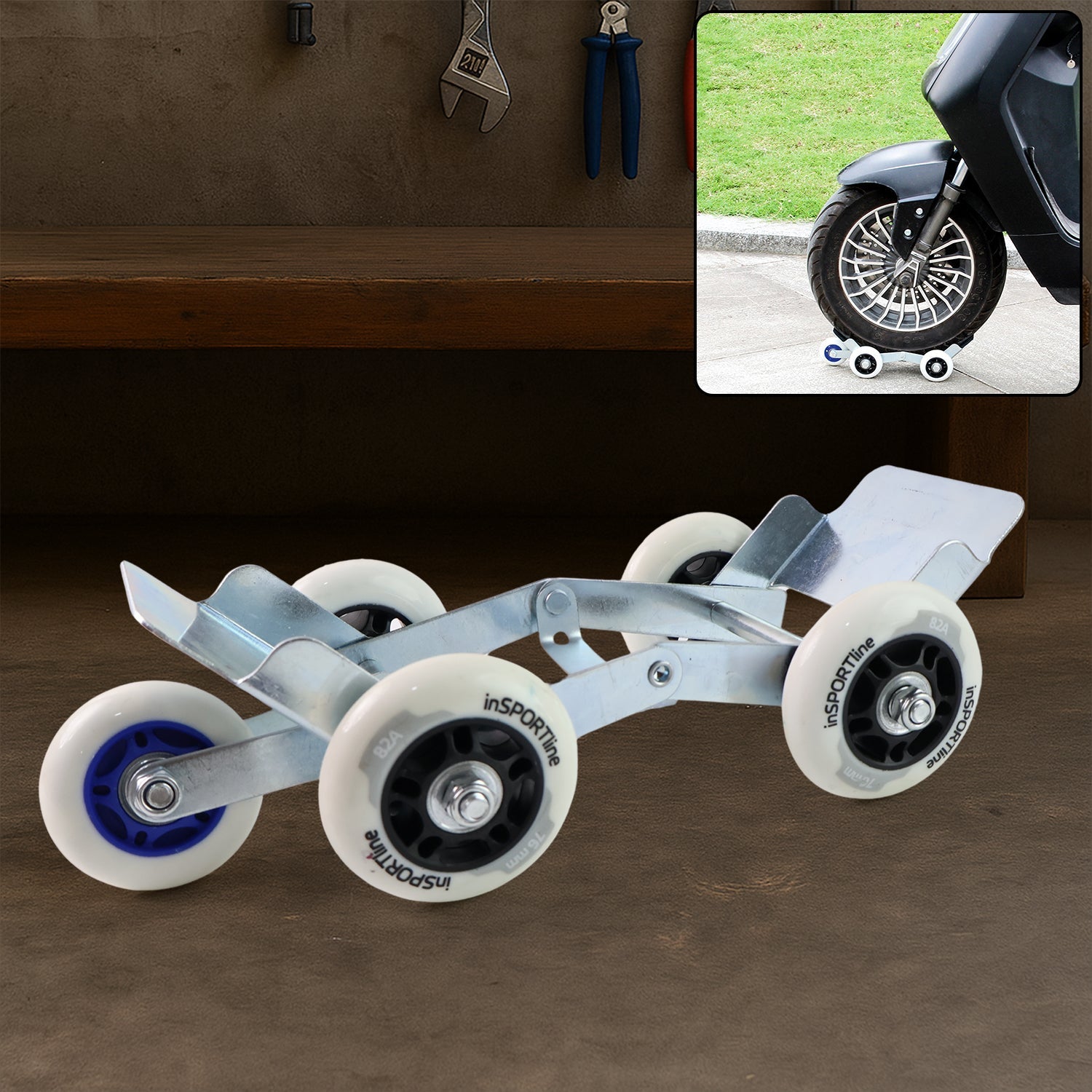 Universal Scooter/Bike Parking Support Roller with Heavy-Duty Wheels  Universal Scooter/Bike Parking Support Roller with Heavy-Duty Wheels